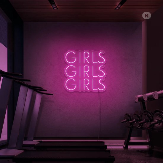 Led Neonbord - Led Neonverlichting - Girls Girls Girls - Roze- 50cm * 50cm