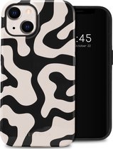 Selencia Hoesje Geschikt voor iPhone 14 Hoesje - Selencia Vivid Backcover - Art Wave Black