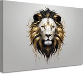 Leeuw wanddecoratie - Dieren wanddecoratie - Canvas schilderij Manen - Klassieke schilderijen - Muurdecoratie canvas - Decoratie kamer 90x60 cm