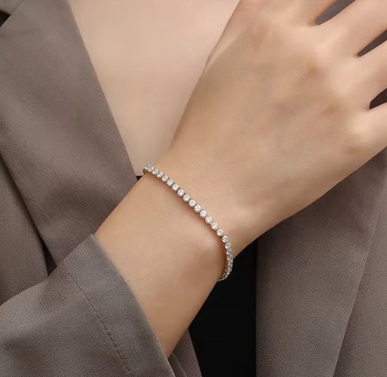 Tennisarmband verstelbaar goud dames met geschenkverpakking - Tennis Armband goudkleurig met kristallen Sophie Siero Zazu