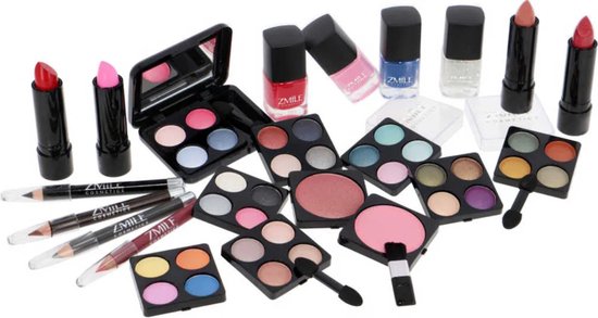 Trousse à maquillage argentée Filles avec contenu 41 pièces - 100% VEGAN - Trousse à maquillage Enfants - Trousse à maquillage remplie - Trousse à cosmétiques - Beauty Case argentée Filles - Cosmétiques végétaliens - Argent - ‎26 x 19 x 9 cm