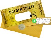 Mikki Joan | Gouden Ticket Kraskaart | Golden Ticket | Cadeau kraskaart | Personaliseer met Eigen Tekst voor Verjaardagen, Bioscoopbonnen, Liefdesverklaringen & Speciale Boodschappen | Kraskaart | Inclusief envelop