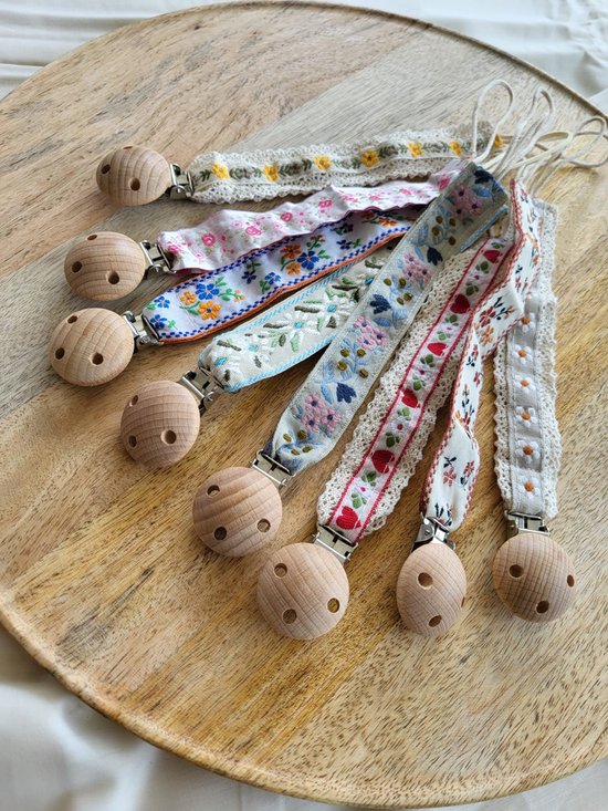 Speenkoord - spenenketting - Bohemain - Bloemen - Rose van Jollein — afbeelding 2