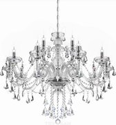 LuxiLamps - Lustre en Crystal - Lustre en cristal à 15 bras - Cognac - Lampe suspendue - Lampe de salon - Lampe moderne - Plafonnier