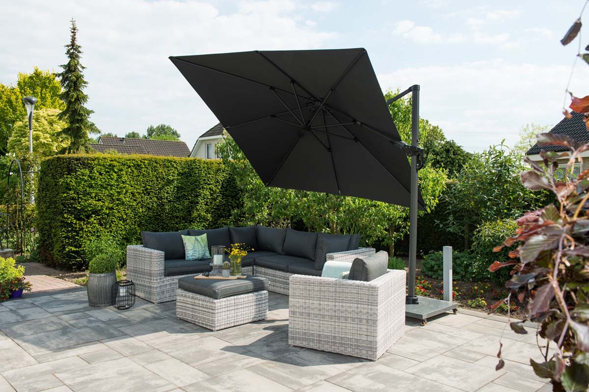 Hawaii parasol - 300x300 cm - carbon black - donker grijs – foto 7