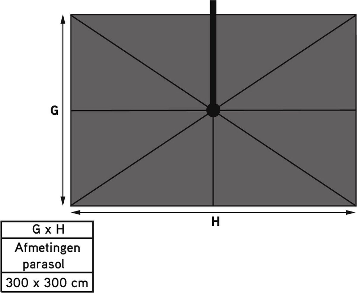 Hawaii parasol - 300x300 cm - carbon black - donker grijs – foto 5