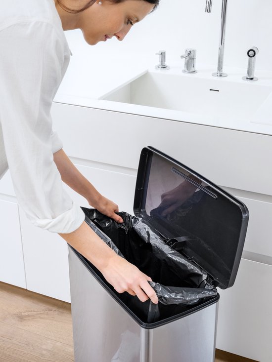 Prullenbak Curver Decobin - 65L - Rectangulaire - Gris Métallisé - Plastique Recyclé