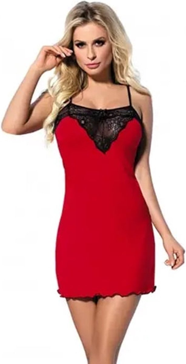 DKaren Martina slipdress met kant | rood | viscose