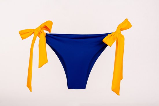 SugarChic Bow Bikini Broekje - Blauw/Geel - S - Prothese vriendelijke Bikini