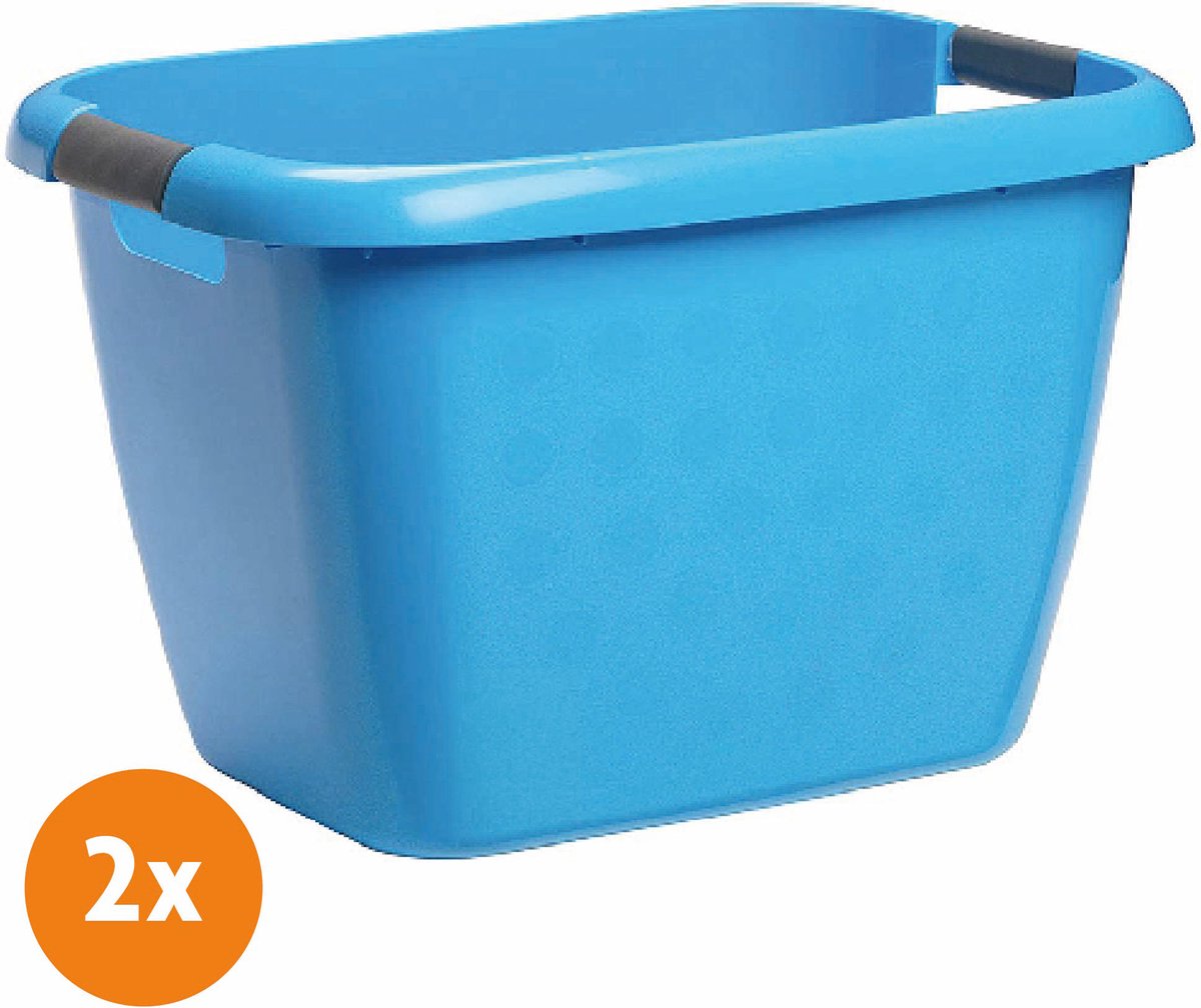 LaundrySpecialist Wasmand 2x met soft grip handvaten – 45 x 33 cm – 2x 28 liter - Blauw