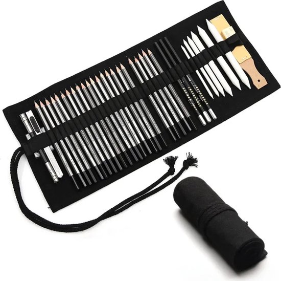 39 pièces - Ensemble de dessin professionnel - Set de crayons à dessin - Ensemble de Crayons - Crayons de graphite - Crayons à croquis - LOUZIR