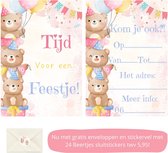 Uitnodiging kinderfeestje - Kinderfeest - Uitnodigingen - Verjaardag - Inclusief enveloppen - Eigen design en print - Wenskaart - Beertjes - 20 stuks