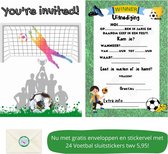 Uitnodiging kinderfeestje - Kinderfeest - Uitnodigingen - Verjaardag - Inclusief enveloppen - Eigen design en print - Wenskaart - Voetbal - 20 stuks - A6