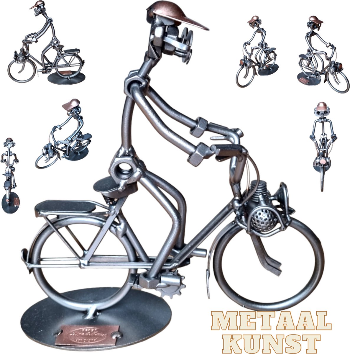 Bromfiets-metalen beeld-metaal kunst-fiets-elektrische fiets-het best cadeau-uniek-verjaardag-sinterklas gift-kerst-geschenk