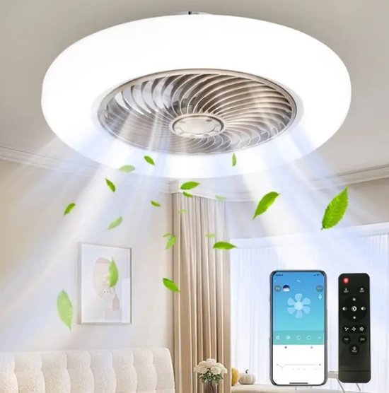 Dakta® Smart Plafond Ventilator | Afstandsbediening | Plafondventilator | Smart Lamp | Plafondventilator Met Verlichting | APP Bedienbaar | Ventilator | Goud | 3.5 KG