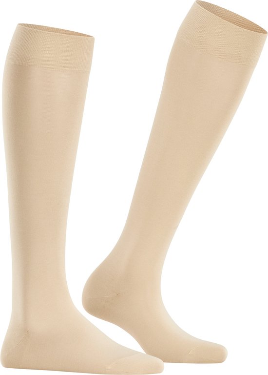 FALKE Cotton Touch dames kniekousen - creme (cream) - Maat: 39-42