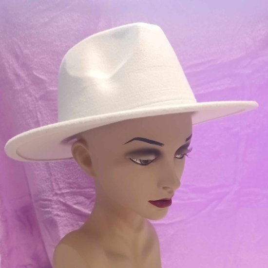 Hoed - Gleuf hoed - Populair - nieuwste Trent - Hoofddeksel - deuk hoed - verstelbaar in maat - Gebroken Wit