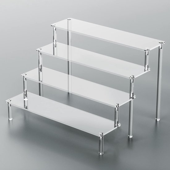 Display Standaard Acryl Riser Display standaard, 4-traps helder acryl display standaard ...