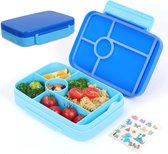 Broodtrommel voor kinderen, lunchbox met vakken, lekvrij Bento Box (blauw)
