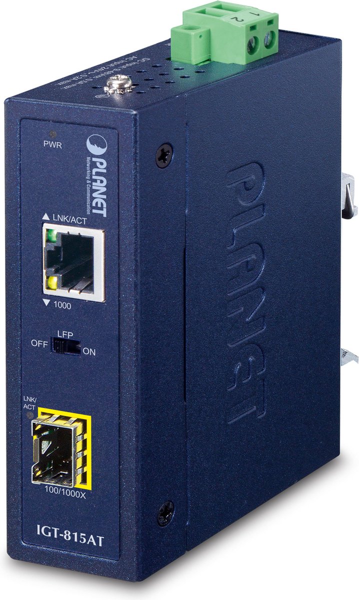PLANET IGT-815AT netwerk media converter 1000 Mbit/s Multimode, Single-mode Blauw