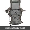 Campingstoel - opvouwbaar - Tuinstoel - Vis stoel - Strand stoel - cup holder - grijs - 168x56x69 cm