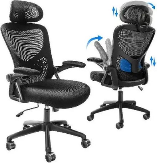 BoerCom® - Chaise de bureau ergonomique - Chaise de bureau - Chaise de jeu - Chaise - Chaises de bureau - Siège coulissant - Siège en maille - Angle de soutien lombaire réglable - Chaise de bureau réglable en hauteur