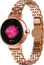 Kiraal Glimmer - Stijlvolle Smartwatch - Dames Smartwatch - Full-touch Scherm- Android & iOS - Goud