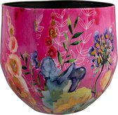 Ter Steege Pot de Fleurs Métal Fuchsia-Multicolore D 28 cm H 25 cm