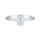 Mystique - 18k Witgouden Ovale Solitaire Moissanite Ring met Hidden Halo | Wedfit - 0.5 karaat