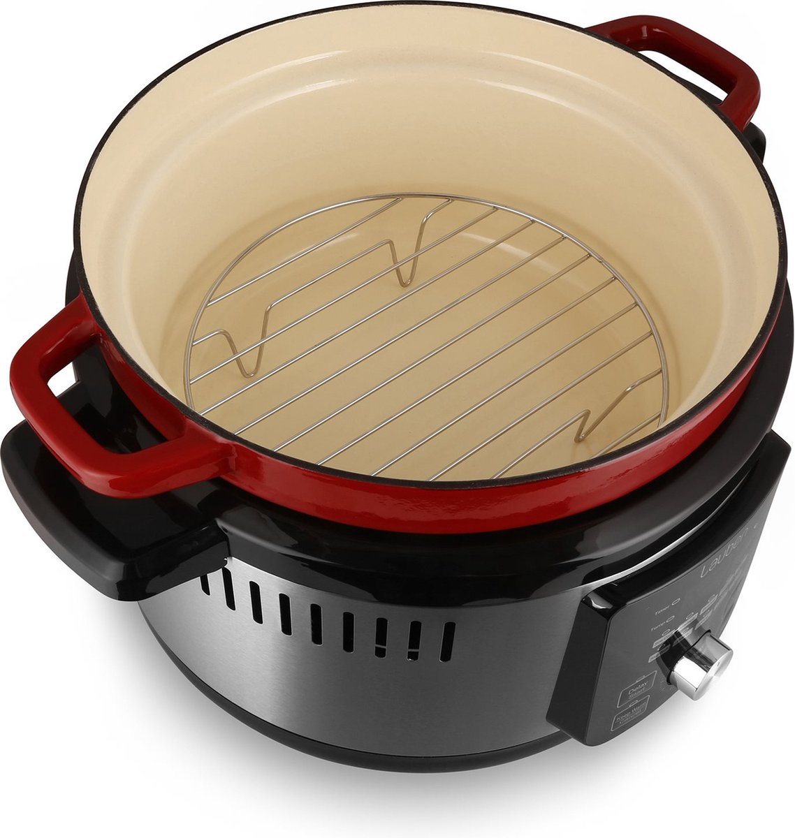 Lauben Multicooker - Snelkookpan - Slowcooker - Snelkookpan 6 liter - Slowcooker met timer - OvenSafe® - 6 Liter - 1500W - Rood/Zilver – foto 8