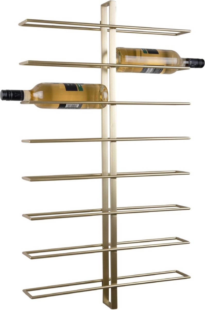 Present Time Wijnrek Dual - Goud - 52x8.5x90cm - IJzer - Voor aan de Muur - 12 Flessen - Modern — cadeau in Wonen & Interieur - foto 3