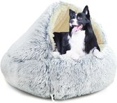 Fluffy Hondenbed met Hood - Ondersteuning - Geschikt voor Huisdieren tot 20kg - Verwijderbare Wasbare Hoes - Luxe Super Zacht Hondenbed met Patent Nr.