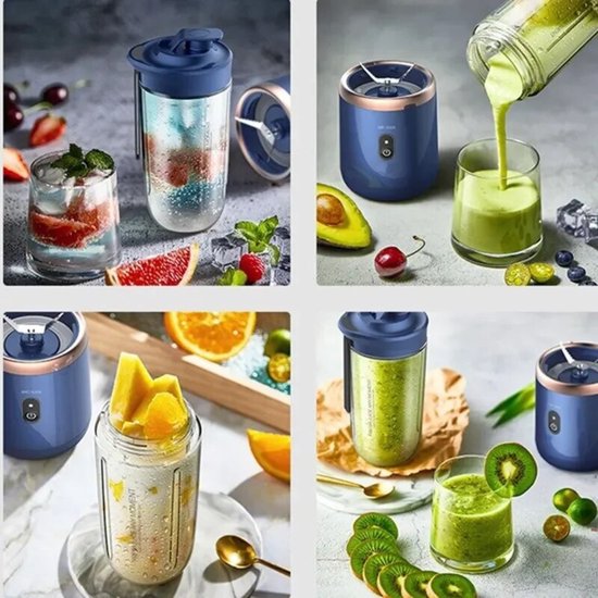 Actania Portable Blender - Shakebeker Met Mixer - USB Blender - Elektrische Shakebeker - Blender To Go - Draagbare Blender - Blauw van Actania — afbeelding 2