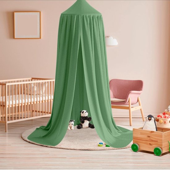 lilimaus Baldakijn kinderkamer met gouden applicatie, in 12 kleuren, bedhemel van 100% katoen, mousseline, voor meisjes en jongens, babybedhemel als decoratie voor babykamer, gordijn voor kinderbed