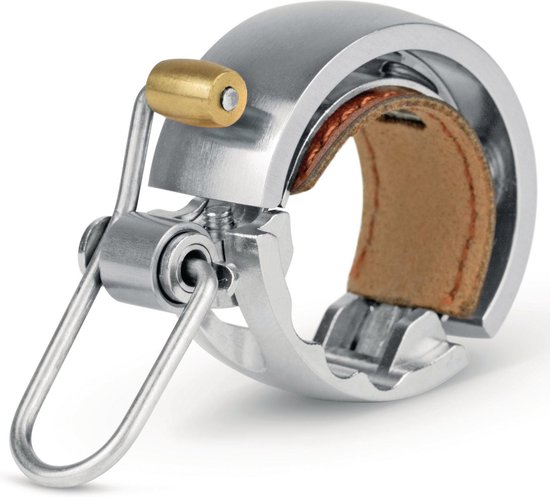 Knog Fietsbel Oi Luxe - 1,5 cm aluminium/leer - zilver