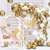 Ballonnenboog Goud - Wit - Transparant (91 Delig) - Ballonnenboog Verjaardag / Huwelijk / Gender Reveal - Ballonnen Goud en Ballonnen Wit - Incl. Ballonnenboog Strip & Lijm