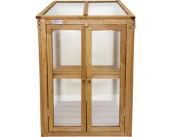 Lendo Online Kweekkas - Broeikas - Tuinkas - Kweekbak - Kas - Serre - 60x49x97,5 cm - vurenhout met pc platen - bruin