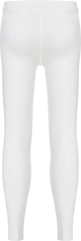 Witte thermobroek met een elastische tailleband en omslagen aan de onderkant.
