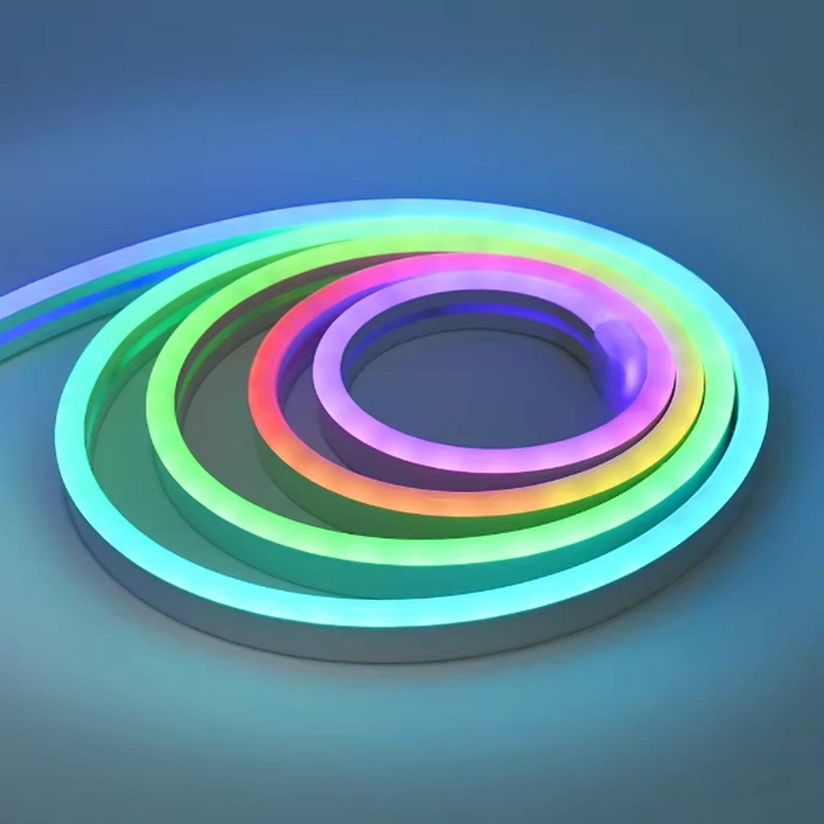 Evura Goods - Neon strip 5 meter - RGBIC - Neon verlichting - Kerstverlichting - Buitenverlichting - Binnenverlichting - Neon led strip - Met afstandsbediening en App - Led verlichting-Smart verlichting - Smart led light - Lichtslang - Dimbaar – foto 3