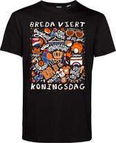 T-shirt Breda Oranjekoorts | Vêtement pour fête du roi | Chemise orange | Noir | taille XL