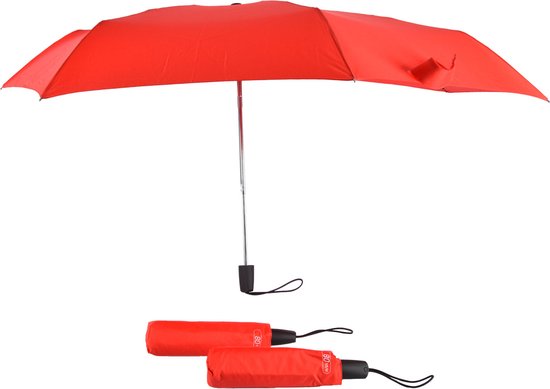 Set van 3 Opvouwbare Stormparaplu's - Windproof tot 80km/u - Grote Paraplu - Rood Doek/Zwart Frame - Stevig Aluminium/Fiberglass - Outdoor - Unisex - Inclusief Beschermhoes