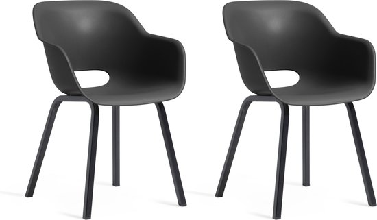 Keter Noa Chaise de jardin - 2 pièces - 55x56,5x80cm - piètement métal - Grijs