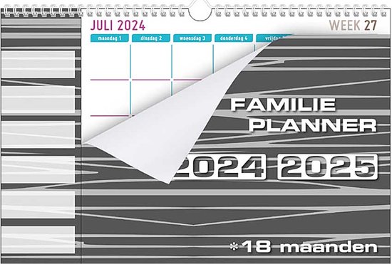 Foto: Mgpcards familieplanner 2024 2025 6 namen 18 maanden kalender familyplanner 34 x 24 5 cm zwart