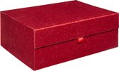 Luxe opbergdoos ROOD GLITTER, bewaardoos, opbergbox, formaat 40x30x15cm (1 stuk)
