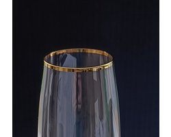 Elegante Colibri champagne prosecco glas met GOUDEN RAND - Bohemia Kristal - flute glazen - wijnglazen - set 6 stuks