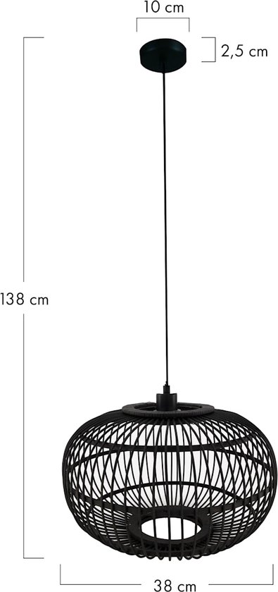 DKNC - Hanglamp Varna - Bamboe - 38x38x27cm - Zwart