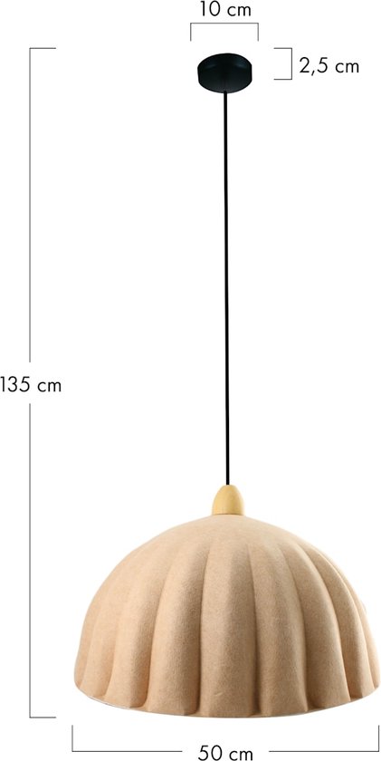 DKNC- Lampe suspendue Daniel - Feutre - 50x50x35cm - Crème