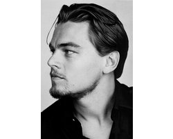 Leonardo Dicaprio Poster - Zwart Wit - Film - Abstracte Acteur - Huisdeco - posters - formaat 60x90cm - Wanddecoratie - 2186