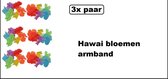 3x Paar hawai bloemen armband - Tropical hawai thema feest beach strand party festival