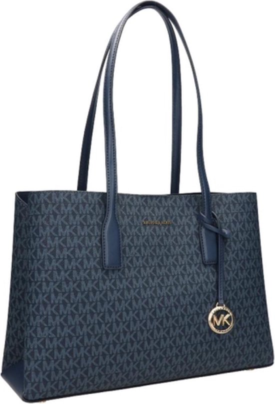 Michael Kors Medium Schoudertas Dames Leer Logo Print Ruthie Blauw bol